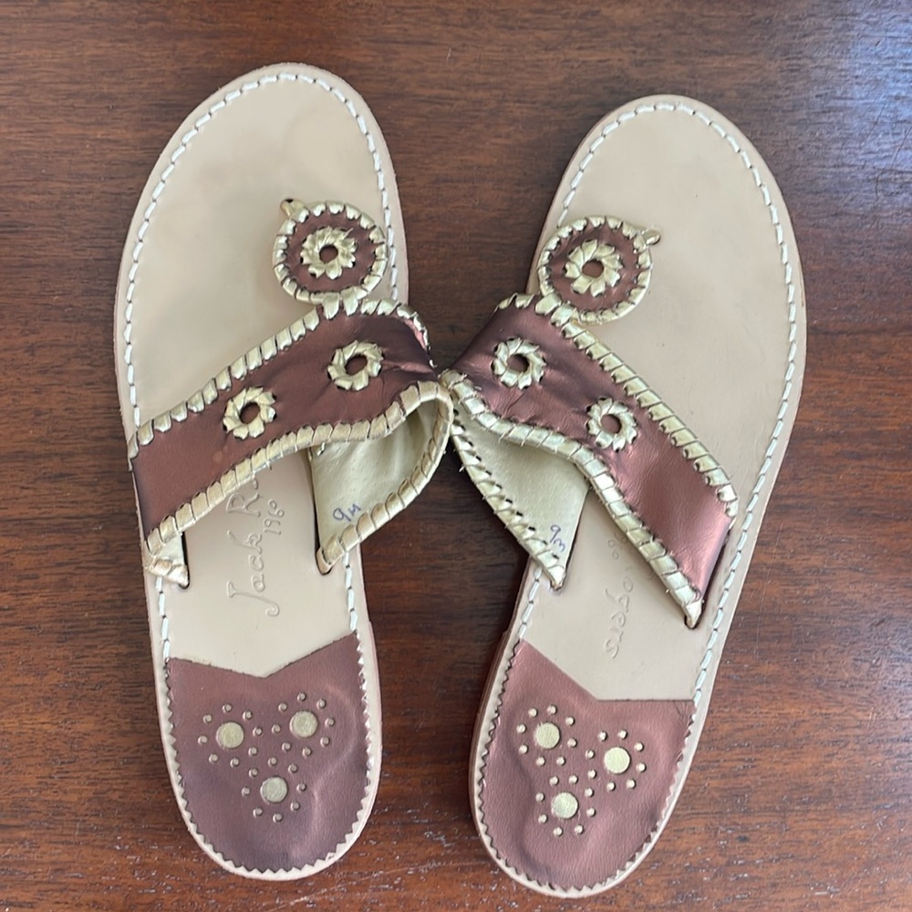 Jack Rogers bronze and gold. Size 9. New.